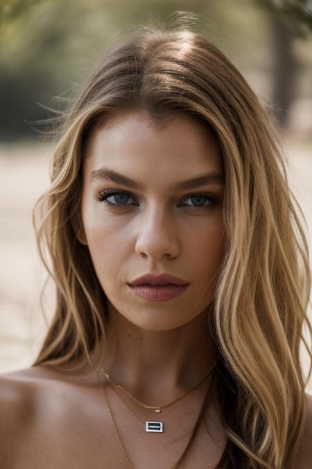 <lora:st3ll4m4x:1>, Realistic photo of a beautiful st3ll4m4x woman, 1girl, solo, long hair, breasts, blue eyes, blonde hair, bare shoulders, jewelry, upper body, necklace, mole, lips, mole under mouth, realistic, nose, soft lighting, professional Photography, Photorealistic, detailed, RAW, analog, sharp focus, 8k, HD, DSLR, high quality, Fujifilm XT3, film grain, award winning, masterpiece