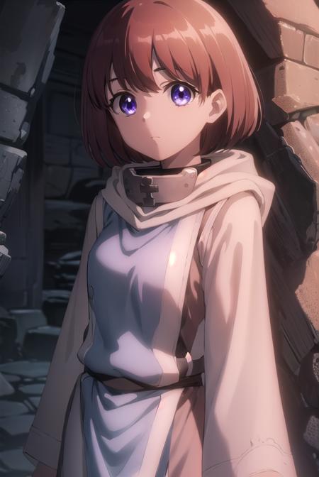 handymanninia, <lora:handyman ninia s1-lora-nochekaiser:1>,
ninia, short hair, brown hair, (purple eyes:1.1), bangs,
BREAK robe, long sleeves, dress, hood, hood down, tabard, white robe,
BREAK outdoors, dungeon, cave,
BREAK looking at viewer, (cowboy shot:1.5),
BREAK <lyco:GoodHands-beta2:1>, (masterpiece:1.2), best quality, high resolution, unity 8k wallpaper, (illustration:0.8), (beautiful detailed eyes:1.6), extremely detailed face, perfect lighting, extremely detailed CG, (perfect hands, perfect anatomy),