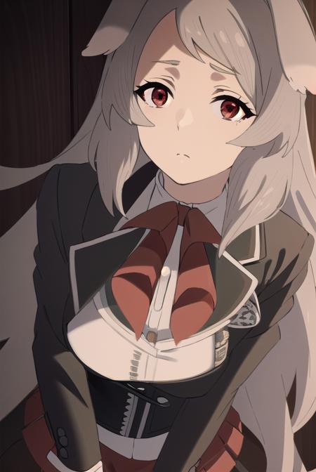 pursenaadoldia, <lyco:pursenaadoldias2-lyco-nochekaiser:1>,
pursena adoldia, long hair, (red eyes:1.5), animal ears, very long hair, grey hair,
BREAK skirt, long sleeves, pantyhose, frills, shoes, red skirt,  loafers, white pantyhose, blazer, (white blazer:1.5), corset, (black corset:1.5),
BREAK indoors, classroom,
BREAK looking at viewer, (cowboy shot:1.5),
BREAK <lyco:GoodHands-beta2:1>, (masterpiece:1.2), best quality, high resolution, unity 8k wallpaper, (illustration:0.8), (beautiful detailed eyes:1.6), extremely detailed face, perfect lighting, extremely detailed CG, (perfect hands, perfect anatomy),