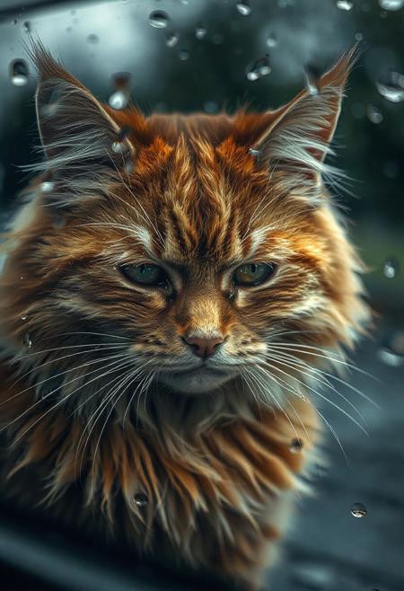 hyperrealistic, close-up,
double exposure, sad shaggy red cat crying behind wet car glass, tears, heavy rain, RAW photo, f/4,
128k, juicy, photorealistic, pixel clarity,high resolution, pronounced emotions,photorealism,hyperdetalization, 3d effect,16k, careful drawing of details, voluminous watercolor,drawing with colored ink and pen,professional photography,dark botanical,
high detail, clarity of lines