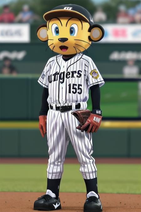 masterpiece, best quality, ultra-detailed, illustration,
tolucky, mascot, sportswear, baseball uniform, gloves, helmet, baseball cap, striped, blurry background, clothes writing, blurry, stadium, baseball, standing, baseball mitt, belt,
 <lora:tolucky_V2_1.0_MID2_ResizeDIM8:1>