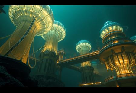 Create an ultra-detailed scene portraying a Gelid Architect in its deep-ocean habitat. The Gelid Architect is a biomechanical, intelligent species, thriving in the crushing depths of a frigid underwater world. Its sleek, translucent body reflects the icy environment, with bioluminescent streaks across its surface. The architecture around them is vast and awe-inspiring, crafted from translucent, pressure-resistant alloys that glow faintly, resembling towering coral spires with advanced cybernetic systems intertwined. The atmosphere is both dramatic and serene, with cinematic lighting emphasizing the cold, distant environment.
Depict the architectural structures in close-up: vast floating spires, linked by bridges, with glowing conduits running along metallic arches. The buildings mimic jellyfish-like designs, with domes that pulse with energy and translucent walls revealing complex internal machinery. The low-angle shot provides a wide view of the scene, capturing the full scale of this alien city under the endless ocean.
This scene has moody, contrast-filled lighting, highlighting the textures of the Gelid Architect’s smooth, icy skin. The Sony α7R IV with 1/320s, f/2.8, ISO 400 captures the captivating gaze, focusing on the detailed iris of the Architect, blending an artistic interplay of light and shadow. The RAW file format enhances the overall visual rhythm of the composition.