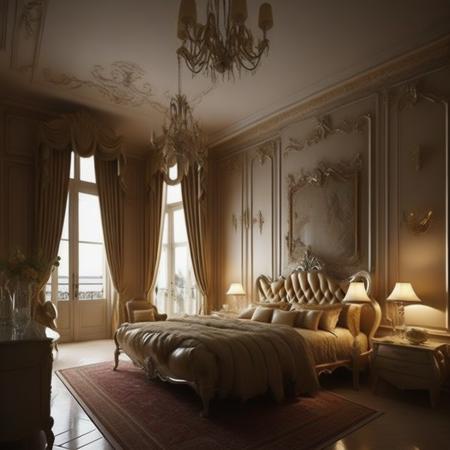 <lyco:Italian_style_interior_design_Sa_May:1.0> Italian style interior design of  bedroom