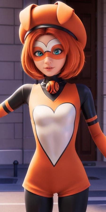 Sabrina Raincomprix, Ladybug, Miraculous. Different models and attires. 🟤 Miss Hound 1 (SD1.5)