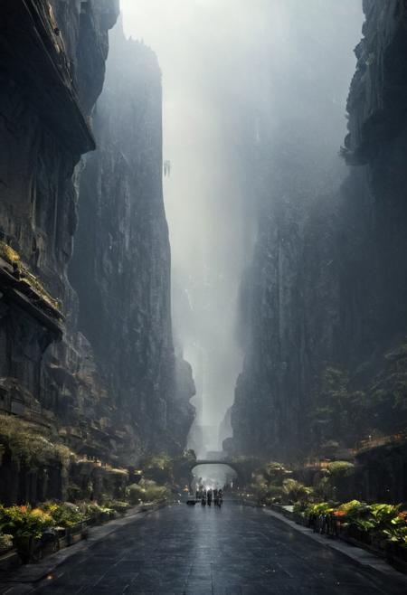 POV view , DOF,
(Ancient civilization, Alien Prometheus movie scene, dune movie scene:1.5), (The colonial city of the future, in the mist-filled Grand Canyon, on an unknown Earth-like planet, 2 moon on sky, Spaceship flight connects colonies, waterfulls:1.3), (Machu Picchu, a mountain settlement, incredibly spectacular:1.2), (Mario Botta:1.3), (avant-garde, future, reality, science fiction, photorealistic), (modern architecture:1.2), White limestone with black granite, fountain, waterfall, landmark, square, path, narrow street,
(Large Files, Ultra Realistic, 8K, 16k, FHD, HD, VFX, Perfect, Photography, composition, Architecture Sales Photography, Architecture Competition, Ultra High Resolution, Cinematography, High Resolution Image:1.1), (dramatic lighting, direct sunlight, ray tracing, clear shadow:1.2),  (real landscape:1.1), (blurred background:1.0), (urban background, more_details) ,
great lighting, clear, hillscastel, <stardeaf-cold-arc>, xtower, industrialbuilding