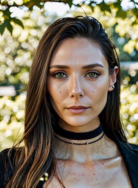 photorealistic Skin texture, realistic skin, no makeup, Super high res closeup portrait photo of a woman outdoors with straight hair, wearing a choker around her neck,f /2.8, Canon, 85mm,cinematic, high quality,looking at the viewer, elixolsen,    <lora:eliolsen_juggerX_v7_standard_wocap_merger_27_74_98_02_03_05-elixolsen:1> . highly detailed, lifelike, precise, accurate