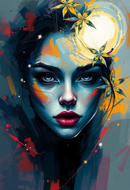 abstract expressionist painting abstract beauty,centered,looking at the camera,approaching perfection,dynamic,moonlight,highly detailed,digital painting,artstation,concept art,smooth,sharp focus,illustration,art by Carne Griffiths and Wadim Kashin . energetic brushwork, bold colors, abstract forms, expressive, emotional,