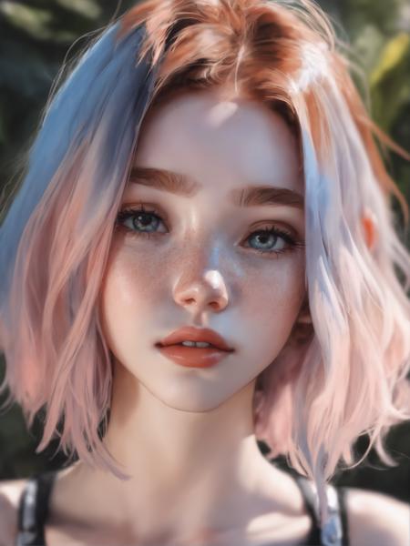 photo of beautiful age 18 girl, pastel hair, freckles sexy, beautiful, close up, young, dslr, 8k, 4k, ultrarealistic, realistic, natural skin, textured skin