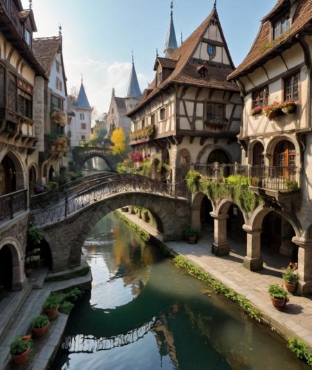 , <lora:sdxl_neg_overfit_v1:1> (overfit style:3),            a grand capital city nestled in the heart of a magical realm inspired by Dungeons and Dragons. The city stands as a testament to both architectural splendor and mystical enchantments. The streets are bustling with life, filled with a diverse array of creatures, both human and fantastical, going about their daily routines. The buildings showcase a harmonious blend of traditional medieval design and whimsical magical enhancements. Ornate bridges span over flowing rivers and canals, connecting various districts of the city. Gardens and parks are interspersed throughout, teeming with vibrant, otherworldly flora and fauna. In the central square, a magnificent fountain serves as a gathering place, its waters sparkling with magical energies.