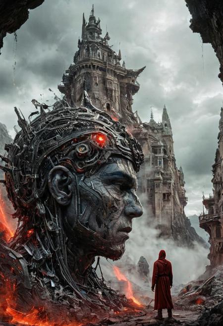 towering building over head, their peaks veiled with precious stones, intricate details, a painting with shattered natural mist, volumetric the headset A black and white illustration of an angry coach, arguing, bent over in frustration, holding towel, with lightning and clouds swirling around him in all its glory. swirlysci-fi red intricately detailed, complex, elegant, expansive, fantastical, film photography style,  medium grain, FRESHIDESH Moebius comic book