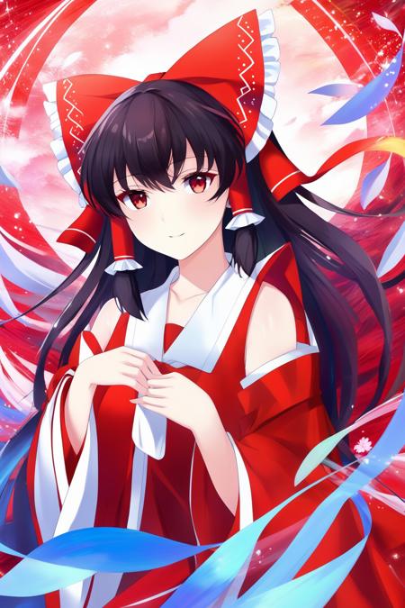 (masterpiece, best quality, highres, anime art style, pixiv), (1girl, solo, hakurei reimu, upper body), (abstract, abstract background), <lora:hakurei_reimu_xl-000030:0.7>