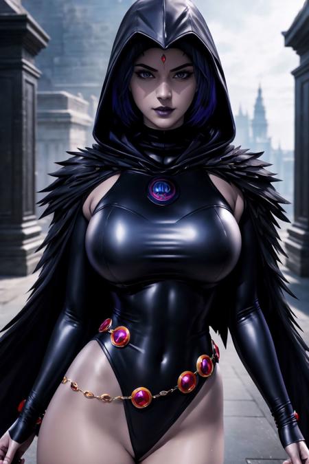 masterpiece, best quality, <lora:RavenDC:0.85>, raven \(dc\), 1girl, superhero, black leotard, black hooded cloak, masterpiece, best quality, highest quality, cinematic lighting, (volumetric lighting), extremely detailed CG unity 8k wallpaper, focused, 8k wallpaper, 4k wallpaper, extremely detailed, ultra realistic, photorealistic, sharp focus, absurdres, (HDR:1.2), (high contrast), photograph, detailed and intricate, instagram, close-up portrait, vibrant, 4K HQ, sharp focus, (Ultra realistic [[photo]], detailed face:1.0), (detailed eyes:1.0), (realistic photo:1.1), (masterpiece:1.0), detailed background