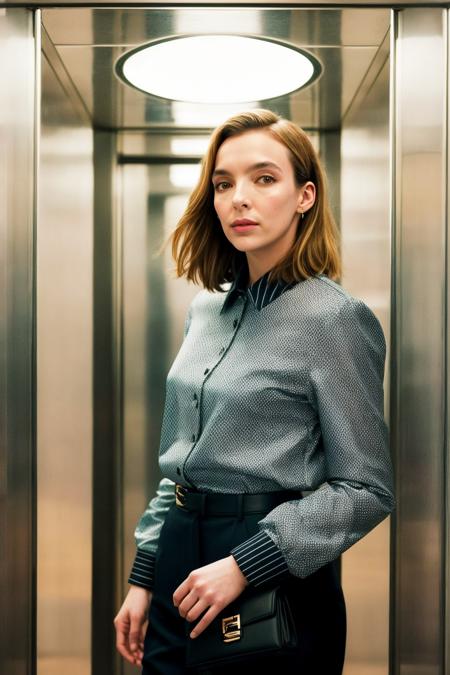 jodcor, woman, upper body, in elevator, reflecions, highly detailed, realistic,
 <lora:JodieComer-jodcor_SD_v1b:0.8>