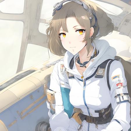 anime an attractive female pilot sitting inside a Gundam (MechaPilot style:1) <lora:djzMechaPilot:0.8)