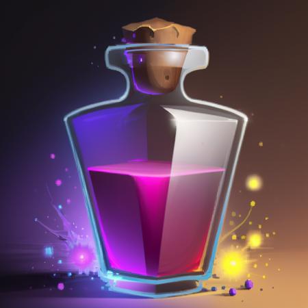 ((masterpiece,best quality)), <lora:FantasyIcons_Potions:0.8>, red potion, glowing, particles, sparks, glass