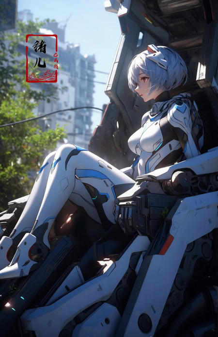 Epic CG masterpiece, AYANAMI REI,hdr,dtm, full ha, Sitting on mecha device, 8K, ultra detailed graphic tension, dynamic poses, stunning colors, 3D rendering, surrealism, cinematic lighting effects, realism, 00 renderer, super realistic, full - body photos, super vista, super wide Angle, HD
(Short light blue hair:1.1)(red eyes:1.1)
<lora:~Q?-~lN= AYANAMI REI:0.8>