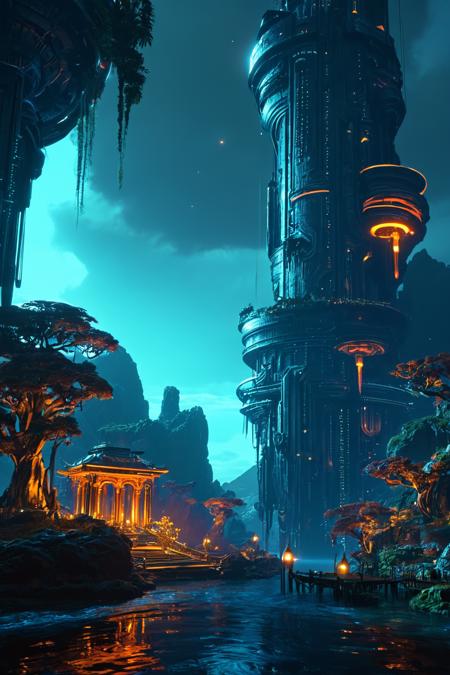 <(Life in a sky bioluminescent, glowing):1.0>, <(detailed matte painting, deep color, fantastical, intricate detail, splash screen, complementary colors, fantasy concept art, 8k resolution trending on Artstation Unreal Engine 5):0.9>
 <lora:add-detail-xl:1>,  <lora:Bio-Luminescence:1>