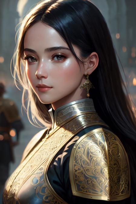 (masterpiece), (extremely intricate), portrait of a girl, the most beautiful artwork in the world, (medieval armor), metal reflections, professional oil  painting by Ed Blinkey, Atey Ghailan, Jeremy Mann, Greg Manchess, Alex Gray, trending on ArtStation, trending on CGSociety, intricate, high detail, sharp focus, dramatic, award winning matte drawing cinematic lighting octane render unreal engine volumetrics dtx<lora:LORA1024CV1024dreamshaper_4NoVae:1>