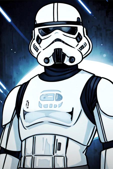 storm trooper, helmet, white armor, science fiction, star wars, 1boy, [black bodysuit], (upper body, portrait)