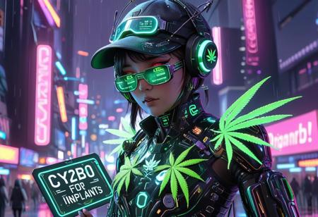 score_9, score_8_up, score_7_up, score_6_up, CyberpunkWorld, 420futurism, 1girl, cyborg girl, shiny googles, stylish hat,cybernetic parts with neon circuts, hemp clothing, upper body focus, she is covering herself by enlarged see-trought dragonflyfly wings, holding board sign, writted " BuZz for implants,pls..." NeonCity_PDXL background, night , shirain, rain, night,    outdoors, 
 bokeh, matte_color, flat color,