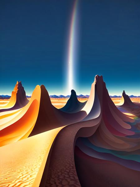 bizhibowen,Desert, blue sky, rainbow <lora:bizhibowen-14:0.6>