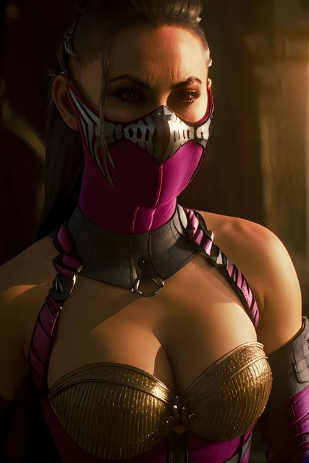 mileena, pink mouth mask