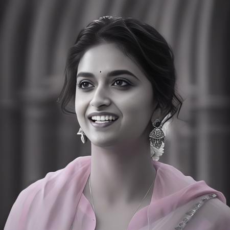 KeerthySuresh, photograph, Futuristic Dominican Girl, Count, concept art, Happy, Evil, Catholicpunk, film grain, Hasselblad, Circular polarizer, Monochrome, full of color, beautiful,  <lora:KeerthySureshSDXL:1>