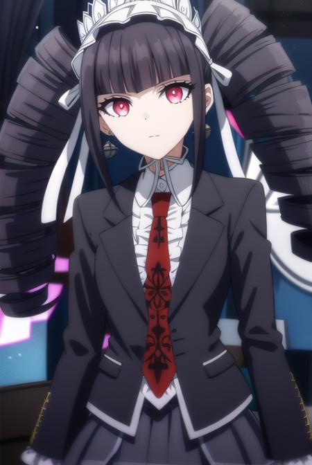 celestialudenberg, <lora:celestia ludenberg s1-lora-nochekaiser:1>,
celestia ludenberg, long hair, bangs, black hair, (red eyes:1.3), long sleeves, twintails, drill hair, twin drills,
BREAK skirt, shirt, black hair, long sleeves, jewelry, jacket, earrings, frills, necktie, black skirt, black jacket, red necktie, bonnet, print necktie,
BREAK outdoors, classroom,
BREAK looking at viewer, (cowboy shot:1.5),
BREAK <lyco:GoodHands-beta2:1>, (masterpiece:1.2), best quality, high resolution, unity 8k wallpaper, (illustration:0.8), (beautiful detailed eyes:1.6), extremely detailed face, perfect lighting, extremely detailed CG, (perfect hands, perfect anatomy),