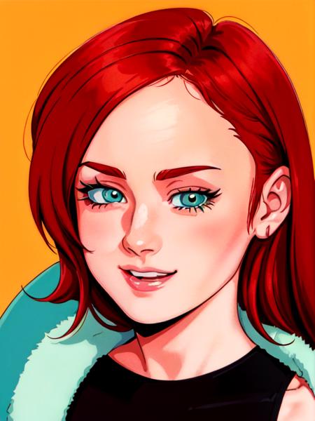 (2d 90s anime cel disney cartoon vector style) , 
headshot of a young teenage girl red hair green eyes , 

 <lora:gilmore girls Alexis Bledel:0.6>