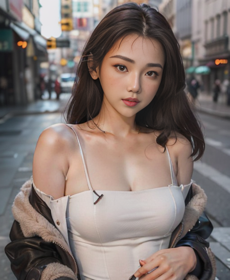 Best quality, masterpiece, ultra high res, (photorealistic:1.4), raw photo, 1girl, ((25y.o)), offshoulder, in the dark, deep shadow, low key, cold light