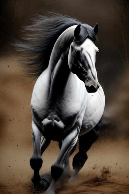 outdoors, no humans, animal, realistic, animal focus, horse, high detail photography, sharp focus, white skin, side view, grey fur