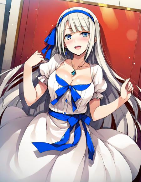 mylene rafa holfort casual, white dress, blue ribbon swimsuit, white bikini maid queen,blue dress, long dress school uniform, black jacket