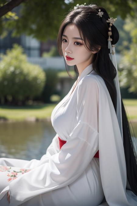 ltra-detailed,highly detailed,best quality,masterpiece,illustration,realistic,photorealistic,
hanfu, 1girl, solo,sitting, upper body, from side, breasts, looking at viewer, dark, 
<lora:white hanfu_v1_02:0.7>