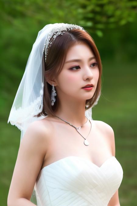 <lora:fromisNagyung:1>,Nagyung ,(close-up photo:1.5),(pov:1.1),korean, woman, complex 3d render ultra detailed, full body, portrait of beautiful women, looking over spruce forest, curtain bangs hair style, moody portrait, striking features, beauty, intricate details, dramatic composition, tension, wispy hair, contrast, texture, realism, high-quality rendering, stunning art, high quality, film grain, Fujifilm XT3,swirly bokeh,(realistic, photo-realistic:1.4),RAW photo,physically-based rendering,(looking at camera:1.5),(looking at viewer:1.2),perfect eyes,(8k, best quality, masterpiece:1.2),(full body shot:1.1),octane render,extremely detailed CG, unity 8k wallpaper,studio soft light, rim ligh,in forest,sunlight,standing,(a girl is wearing wedding dress:1.5),hyper realistic detail shiny skin,ultra detailed,(ultra realistic:1.5),(intricate:1.2),(photorealistic:1.4),1girl,(skinny:1.3),detailed background ,smile