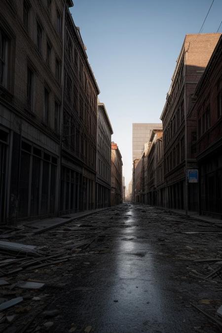 Quarantine Zone of a Plague: Abandoned streets, quarantined individuals, and the desperate search for a cure.