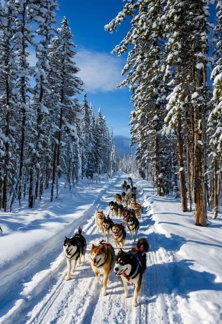 Dog Sledding: The traditional mode of transportation in snowy regions.