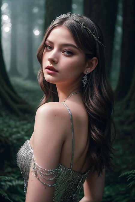 LexiG_SoloTI_v1,
(In an elegant elven gown, with a delicate silver circlet, for an ethereal and majestic look), (An enchanted forest, with towering ancient trees and sparkling streams, an atmosphere of magic and timeless beauty:1.3), (seductive:1.3),(analog, cinematic, film grain, hazy atmosphere, cinematic shot:1.3),
 <lora:add_detail:0.6>, PA7_Portrait-MCU,
