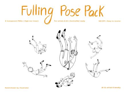 Falling Poses Pack (6 poses) — Lineart by Anastasiia v1.0 - Falling Poses