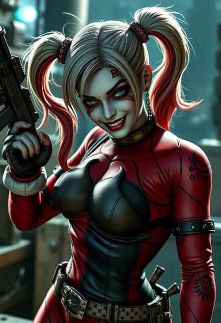 score_9, score_8_up, score_7_up, 4K, UHD
(((Borderlands video game style shading)))
Intricate Details, Amazing Quality, 
Harley Quinn, action pose