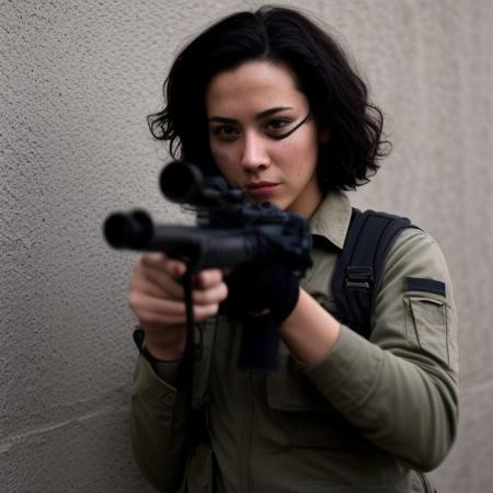 warrior woman holding sniper rifle
