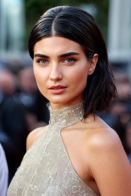 a (((medidum body))) photo of Scandinavian young woman (TubaBuyukustun01), skinny, perfect face, ((very long hair, curvy hair:0.9)), green ((hazel eyes)), pink skin, white skin, vamp makeup, (smile:0.8), as a movie star in a (movie premiere), premiere gala, (near a movie theatre), natural skin texture, round collar, white bodycon outfit, bare shoulders, tele lens, 4k textures, soft cinematic light, adobe lightroom, photolab, hdr, intricate, elegant, highly detailed, sharp focus, ((((cinematic look)))), soothing tones, insane details, intricate details, hyperdetailed, low contrast, soft cinematic light, exposure blend, hdr, faded, huge lens, (paparazzi in background), (painted lips:1.1), ((looking at viewer)), <lora:TubaBuyukustun01-000005:0.8> ,  <lora:more_details:1>, Lightening skin tones