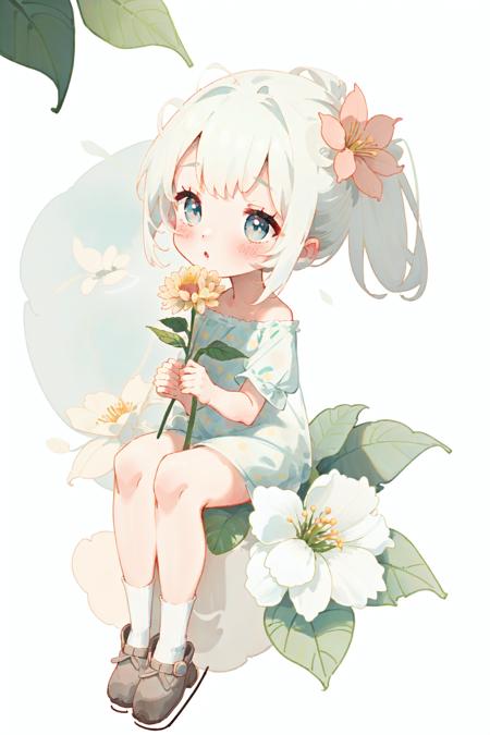 1 girl,flower,petal