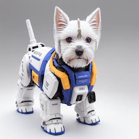 (masterpiece), isometric view of a MINI cute hyper realistic futuristic soldier white schnauzer puppy, big white bread, wearing mecha armor, blue model, Cinematic, hyper detailed, white GRADIENT background , highly detailed, zoomed out,