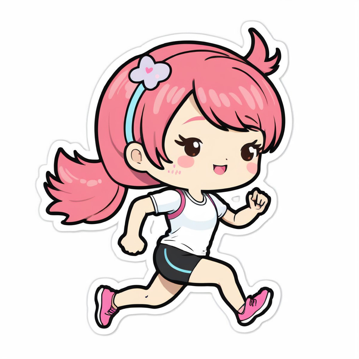 kawaii sticker, girl, runner<lora:EnvyKawaiiXL01_base_prodigy-000011:1>
