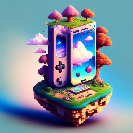 (gameblocked style:1) an image of a gameboy on top of an island <lora:djzGameBlockedV21_LoraBooth:1>