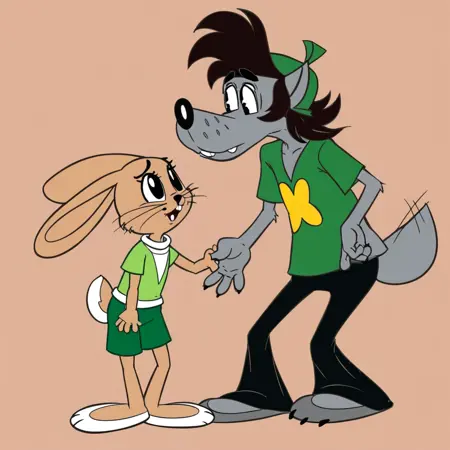 Zayats and Volk from Nu, pogodi! Cartoon series characters.