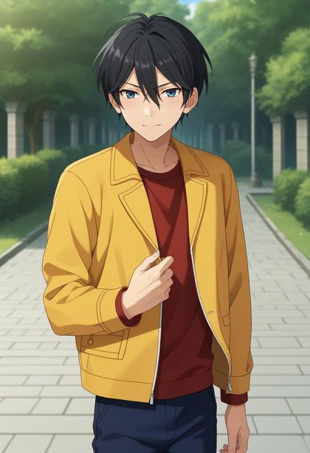 Hokuto Hidaka, black hair, blue eyes,