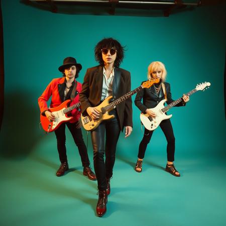 Fashion photograph of an alternative rock band, absurdist masterpiece,