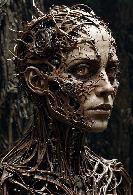 In the depths of a dystopian world, where time and memory intertwine like twisted vines, a masterpiece unfoldsâa vivid allegory of the eternal conflict between the relentless march of time and the fragile embrace of memory.
In this surreal tableau, crafted in the unmistakable style reminiscent of Guillermo del Toro's darkest fantasies, a cruel creature emerges from the shadows, its form a grotesque amalgamation of nightmare and macabre essence. With almond-shaped eyes gleaming with a sinister intelligence, it embodies the harsh, unforgiving nature of existence in this post-apocalyptic landscape.
The canvas is awash with grim colors and deep tonalitiesâshades of brown, black, and white swirl together in a cacophony of chaos, while the air crackles with the crispy tension of impending doom. Through the shattered shards of broken glass, the scene is rendered with a visceral intensity, drawing the viewer into a world where destruction reigns supreme.
Yet amidst the chaos, there is a glimmer of something etherealâa mythical being, its form bathed in the iridescent glow of luminescent scales. With breathtaking beauty and pure perfection, it exudes a divine presence, its very existence a testament to the enduring power of creation in the face of destruction.
The scene is brought to life with intricate details and highly detailed textures, each stroke of the artist's brush a testament to their mastery of their craft. From the intricate complexity of the gear mecha to the gritty realism of the grunge-filled landscape, every element is rendered with a photorealistic precision that defies belief.
As volumetric light pierces the darkness, casting auras and rays of vivid colors that reflect off the neon ambiance, the painting takes on a life of its own. Rendered in Unreal Engine, it blurs the line between reality and imagination, inviting the viewer to lose themselves in its otherworldly embrace.
In this unforgettable tableau, where memory and time collide in a symphony of chaos and beauty, the artist's vision is realized in stunning detail. With influences ranging from Karol Bak to Luis Royo, it stands as a testament to the transformative power of artâa beacon of hope in a world consumed by darkness.
