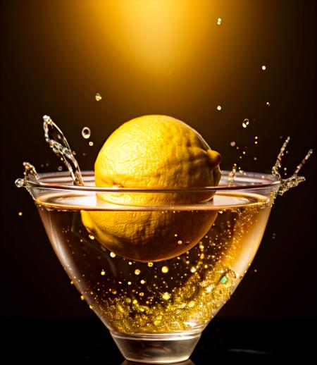 A perfect abstract, photorealistic, Food lemon , LIQUID SPLASH, 3D BEEPLE STYLE, 8 k, 32 k, HDR, realistic, liquid splashes, merging, melting, splashing, droplets, mixing, fading away, exploding, swirling, intricate detail, modelshoot style, dreamlikeart, dramatic lighting. 8k, highly detailed, trending artstation, Slpash